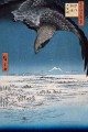 Águila sobre una llanura de 100.000 acres en Susaki Fukagawa Juman Tsubo Utagawa Hiroshige Ukiyoe